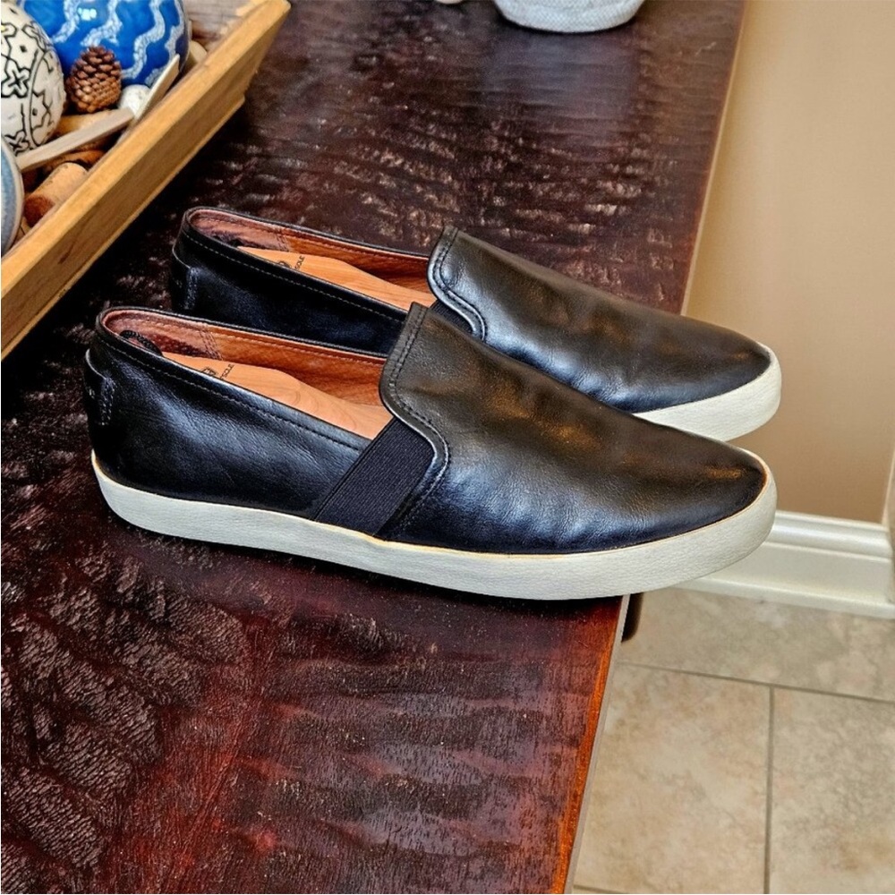 Frye Black Leather Slip-On Loafers